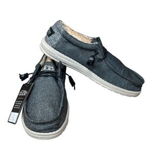 Hey Dude 110064985 Wally Casual Woven Slip On Loafer Shoe Chambray Black NWT‎ 8